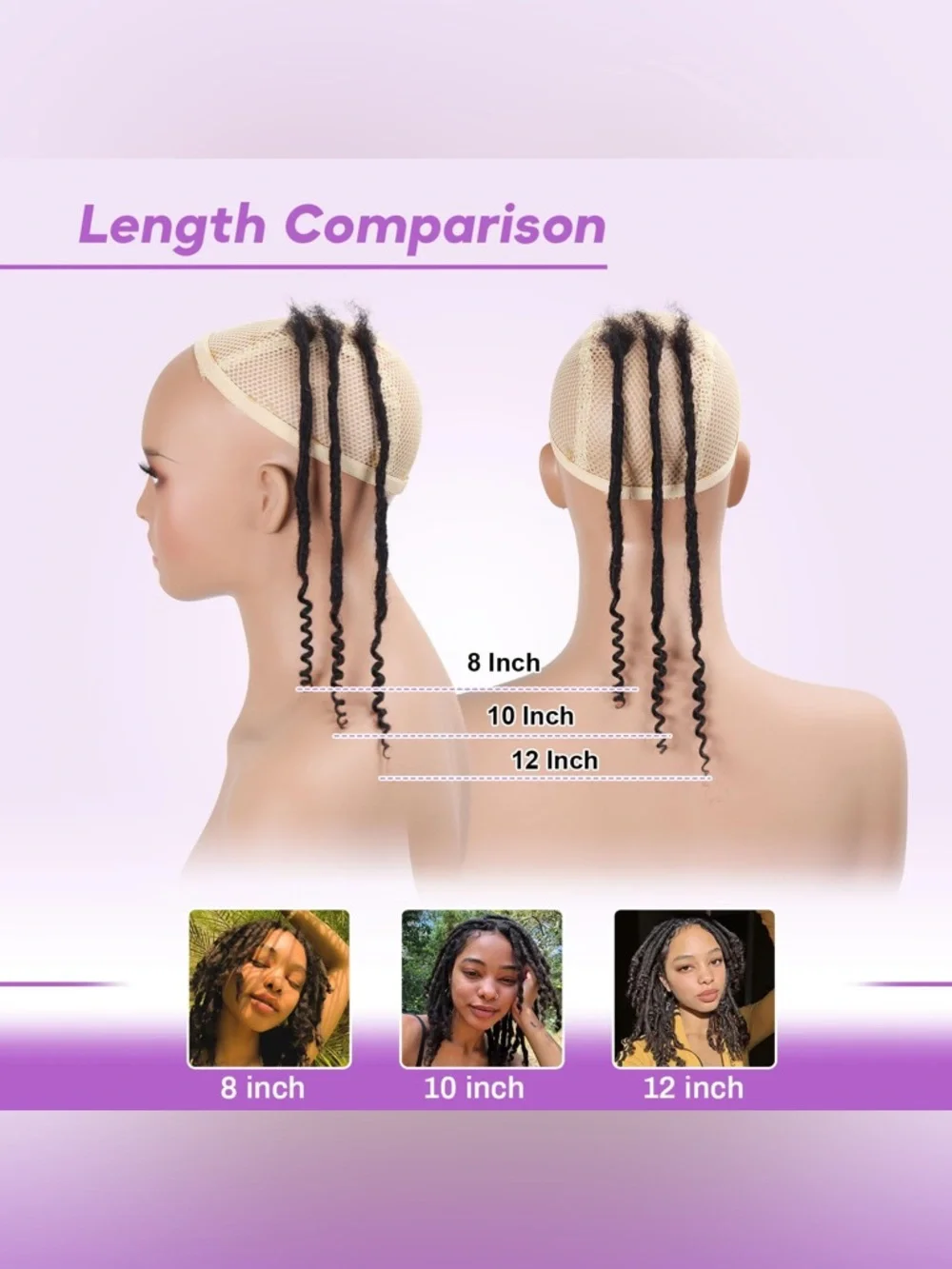 HUMAN HAIR Interlocking Loc Extensions Curly End - 1b